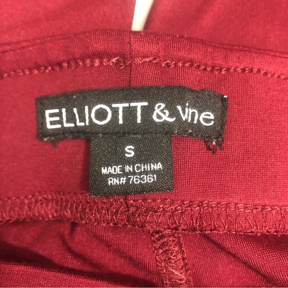 Elliott & Vine Crop Burgundy Leggings Small - Picture 3 of 5